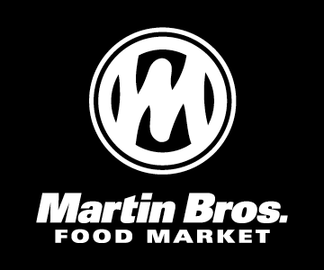 Martin Bros. Food Market logo vertical white